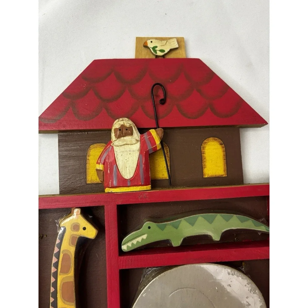 New! Vintage WOODEN Noah & Ark w/7 Pairs Animals Primitive FOLK ART Handpainted